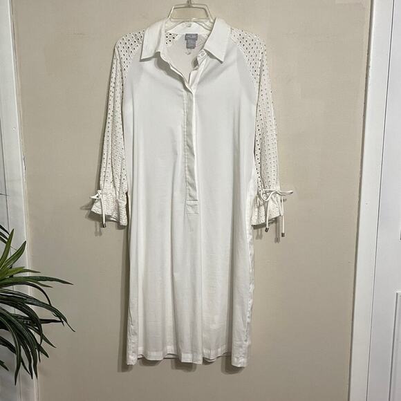Chico's Dresses & Skirts - Chico’s Eyelet Midi Shirt Dress White Size S